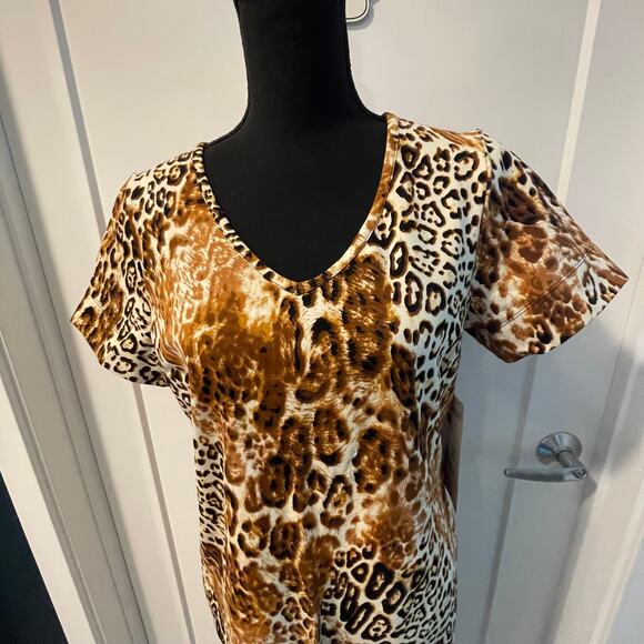 Women with Control Renee Greenstein Dress Med midi leopard cheetah spandex new - Picture 2 of 13